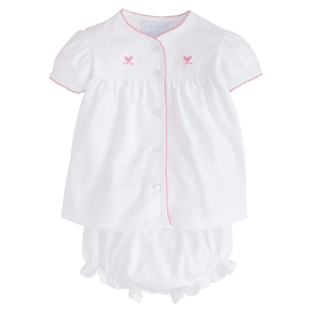 Pinpoint Layette Knit Set - Bow