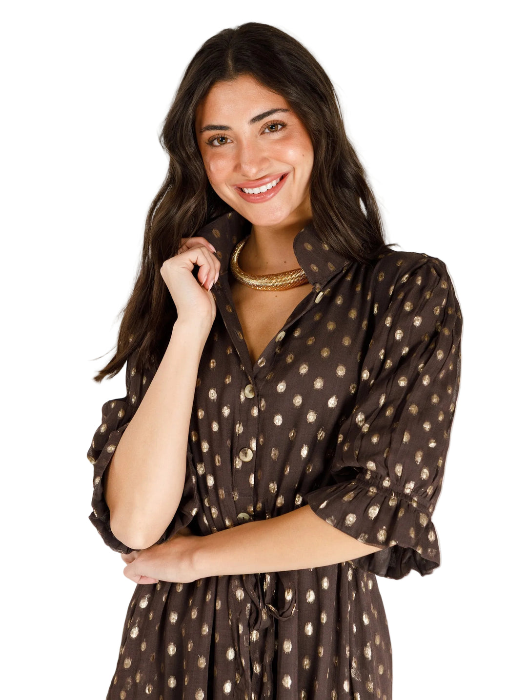 Catherine Dress -Chocolate Brown Lurex