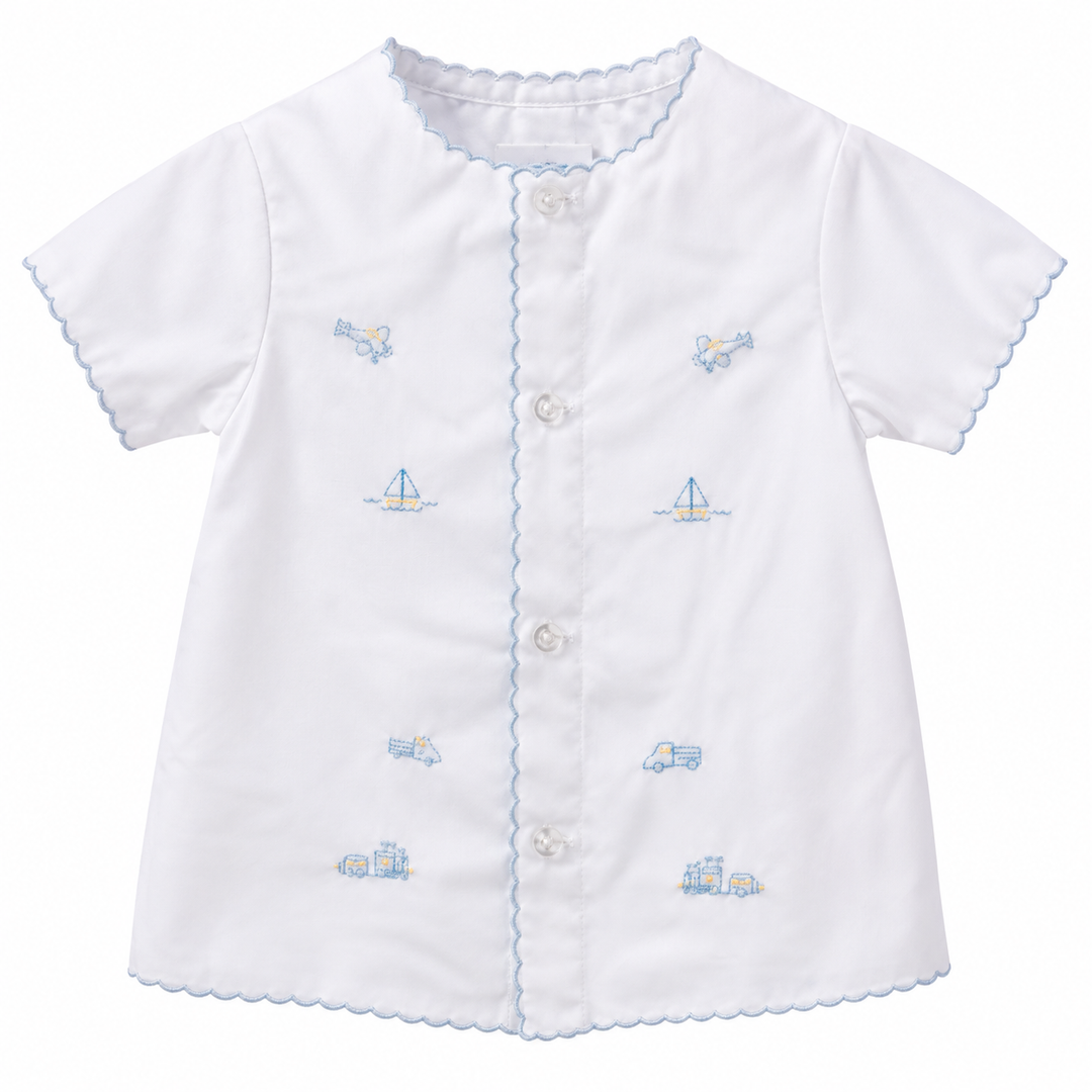 Transportation Embroidery Day Gown