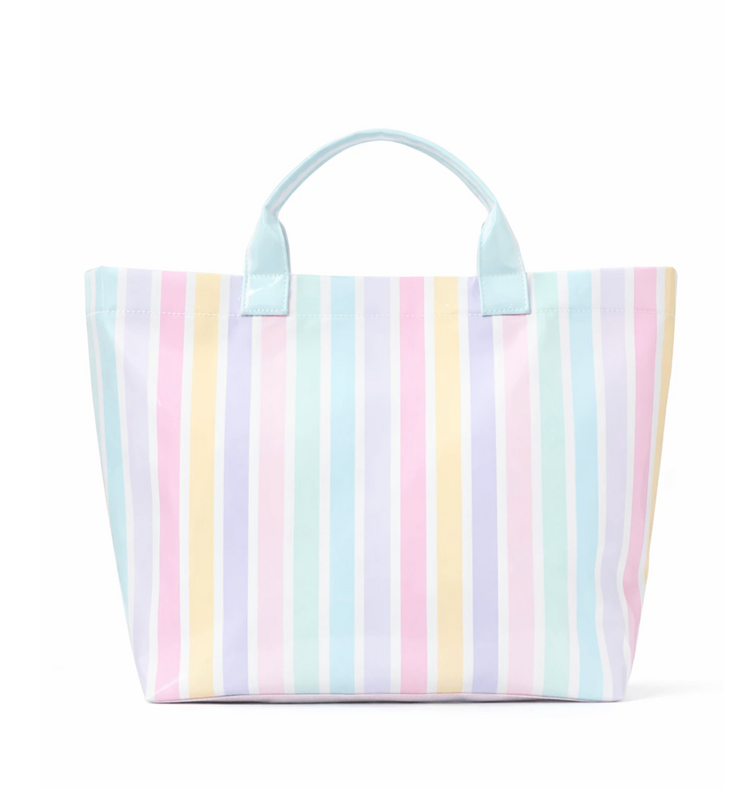 Coated Beach Bag - Pastel Stripes