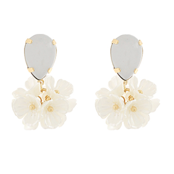 White Opal Floral Earrings