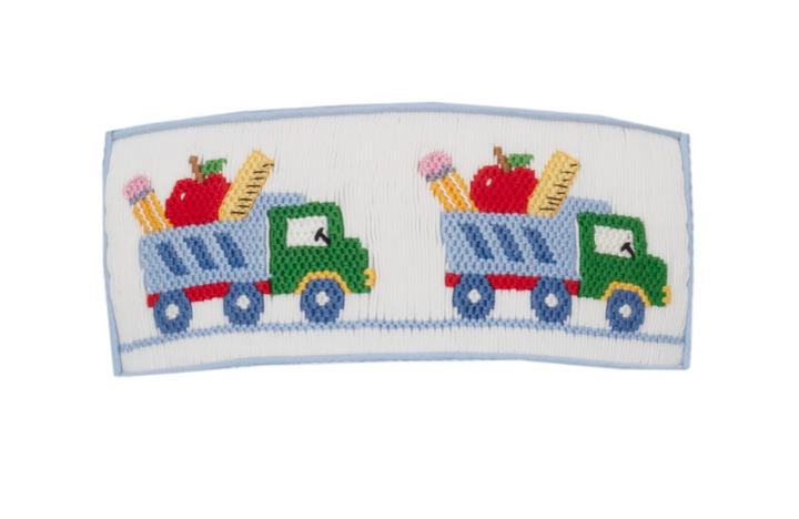 School Trucks Light Blue Stripe Smocked T-Shirt