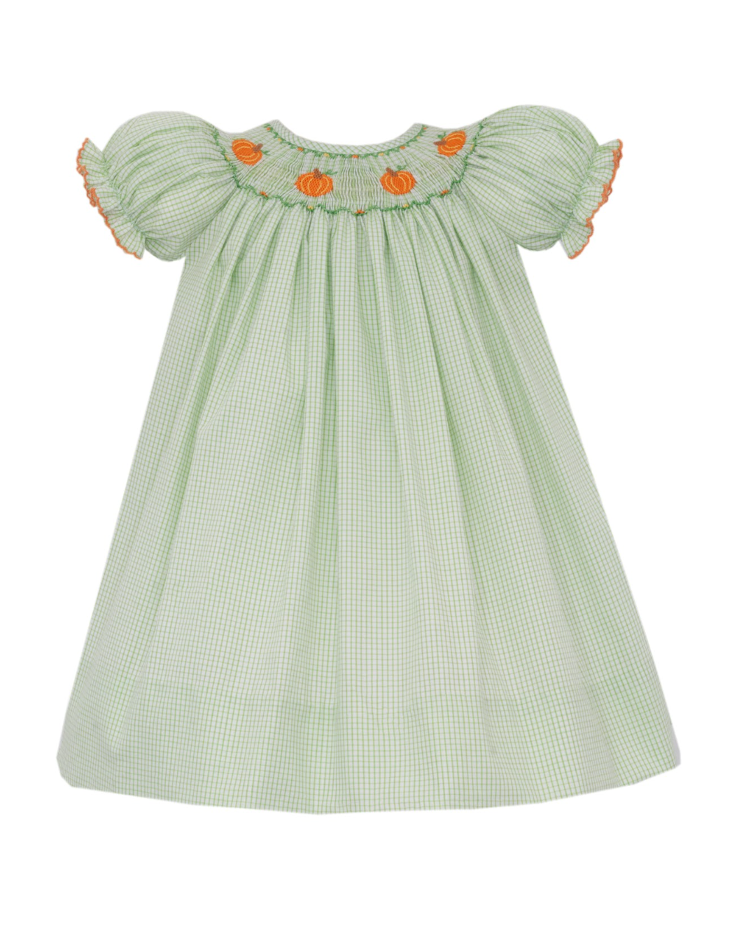 Pumpkin Bishop Dress - Green Check