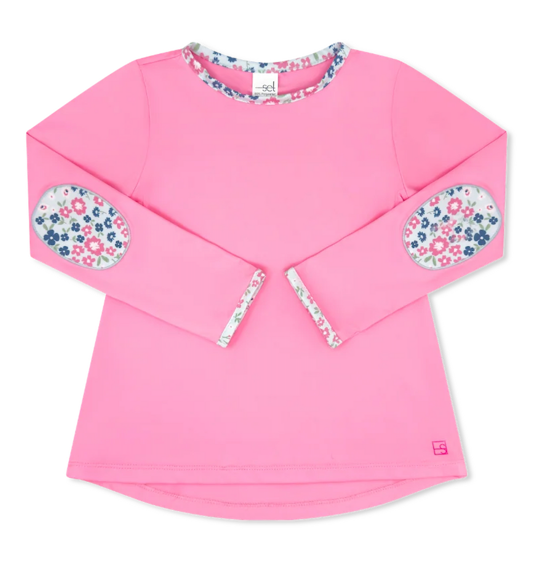 Kylie Long Sleeve Tee - Flamingo Pink in Baton Rouge Blooms
