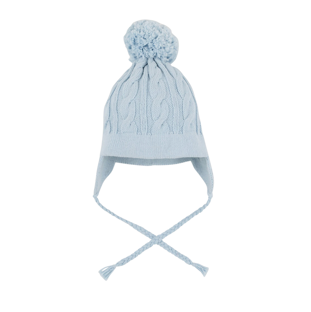 Parrish Pom Pom Cable Knit Hat - Buckhead Blue