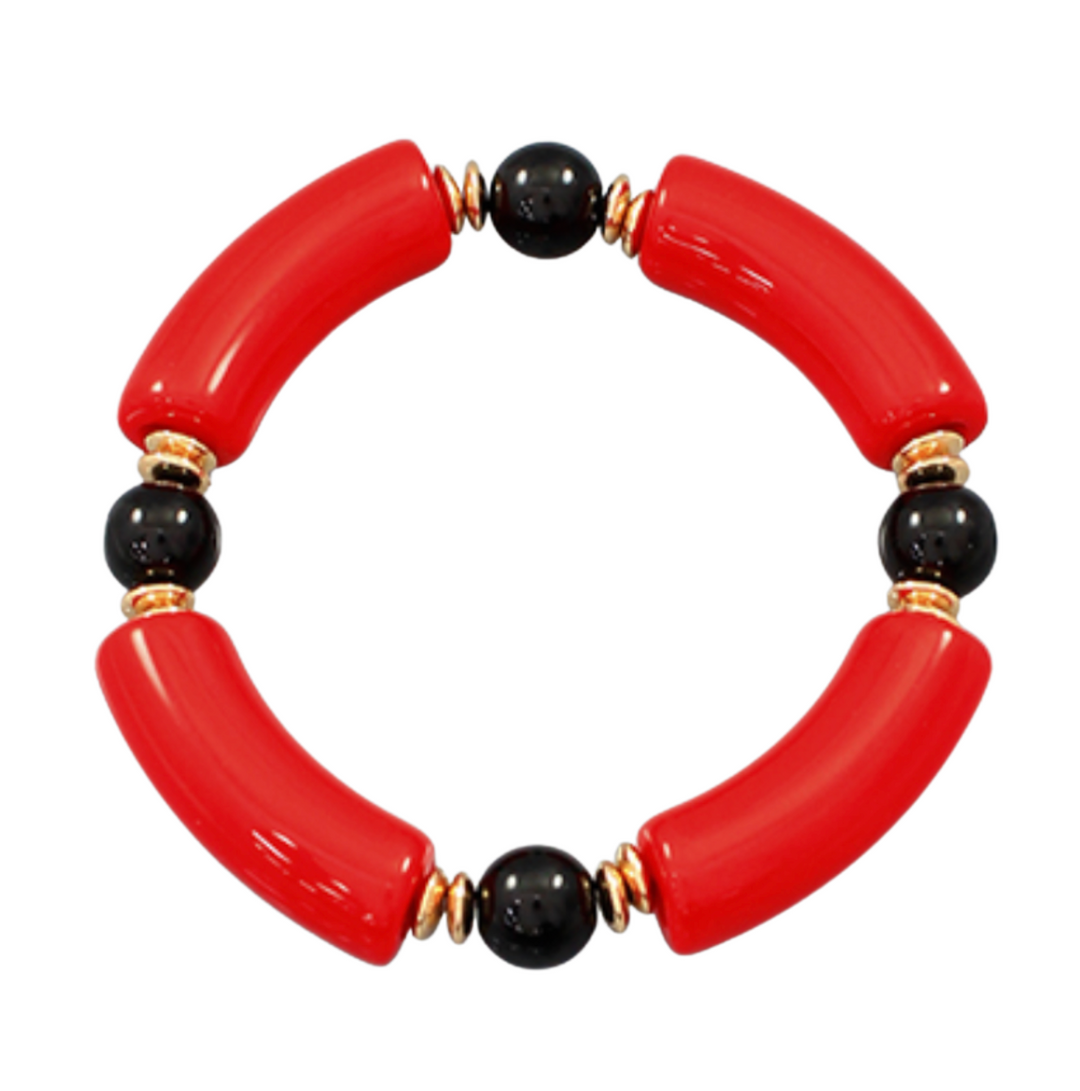 Red and Black Tube Bead Bracelets