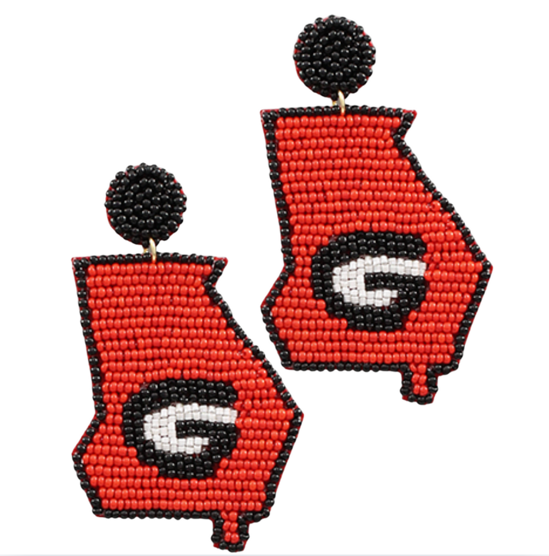 Beaded Georgia Map Earrings