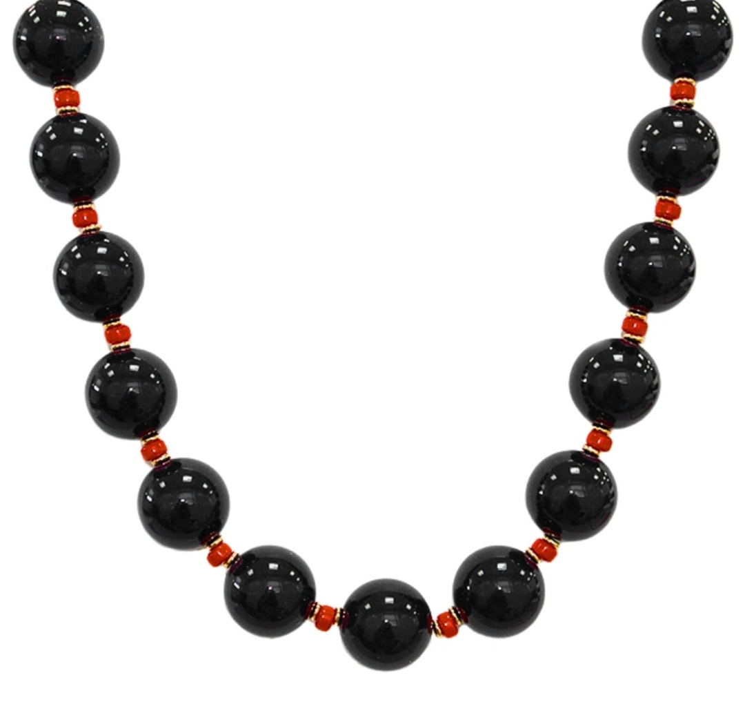 Red and Black Ball & Bead Necklace