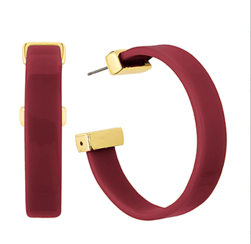 BC Gold Edge Wide Open Hoops - Wine