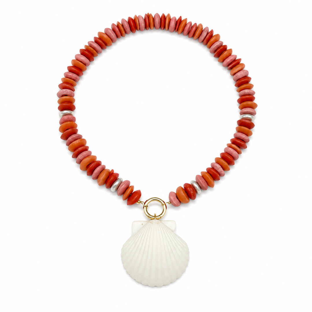 Shades of Pink with White Shell Necklace