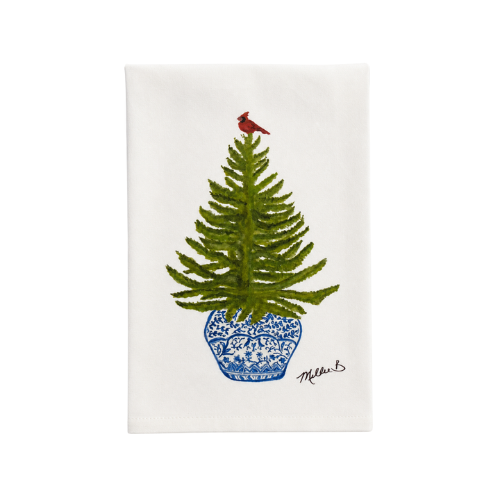 Hand Printed Guest Towel - Christmas
