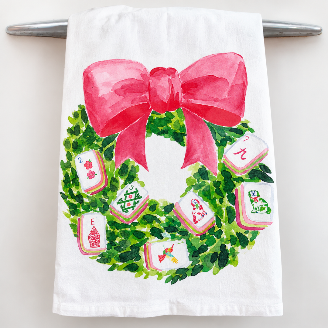 Mahjong Wreath Tea Towel