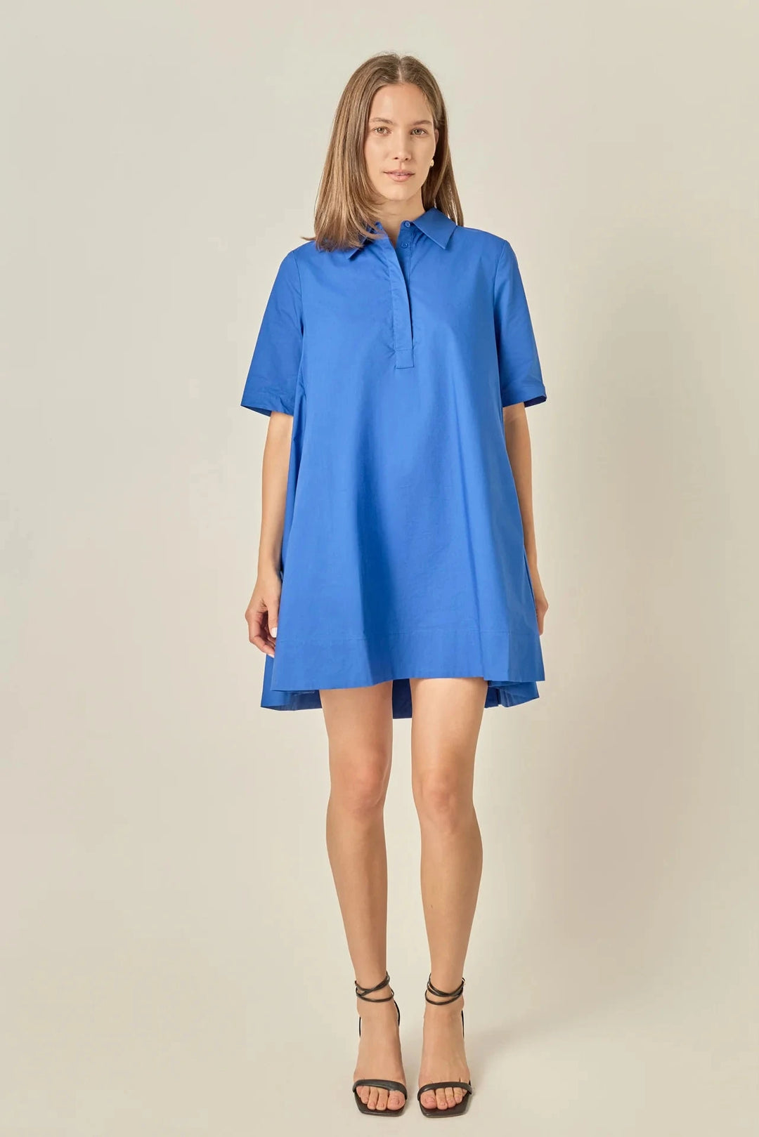A-Line Short Sleeve Shirt Dress Womens Dress English Factory 