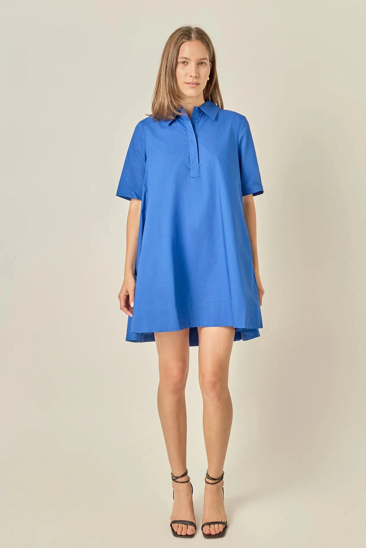 A-Line Short Sleeve Shirt Dress Womens Dress English Factory 