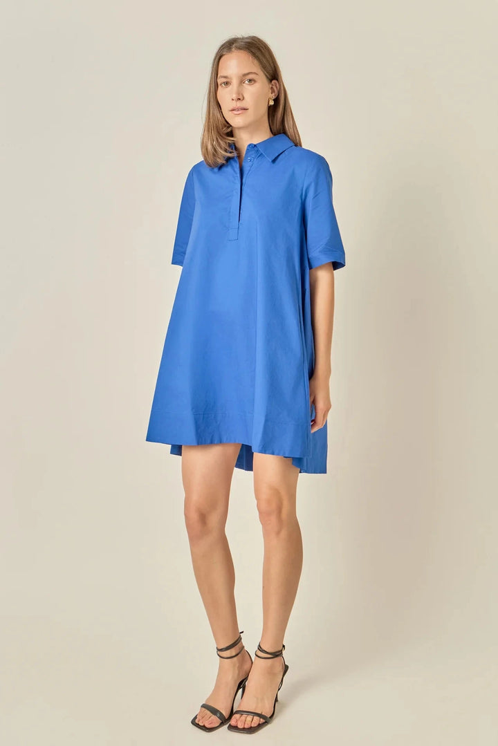 A-Line Short Sleeve Shirt Dress Womens Dress English Factory 