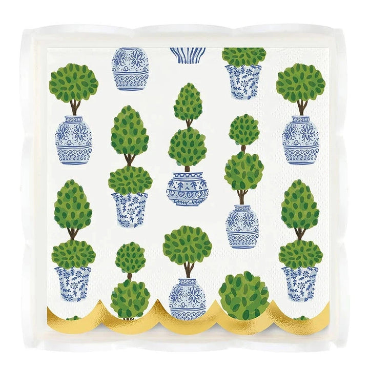 Acrylic Napkin Tray + Napkins - Topiaries Cocktail Napkins Creative Brands - Santa Barbara Design Studio 