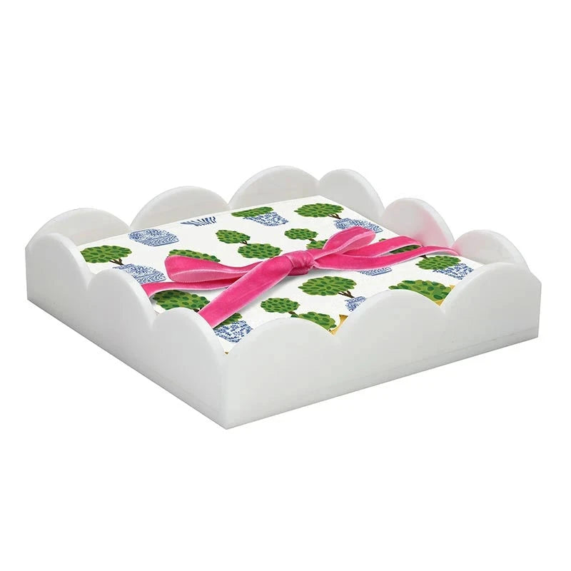 Acrylic Napkin Tray + Napkins - Topiaries Cocktail Napkins Creative Brands - Santa Barbara Design Studio 