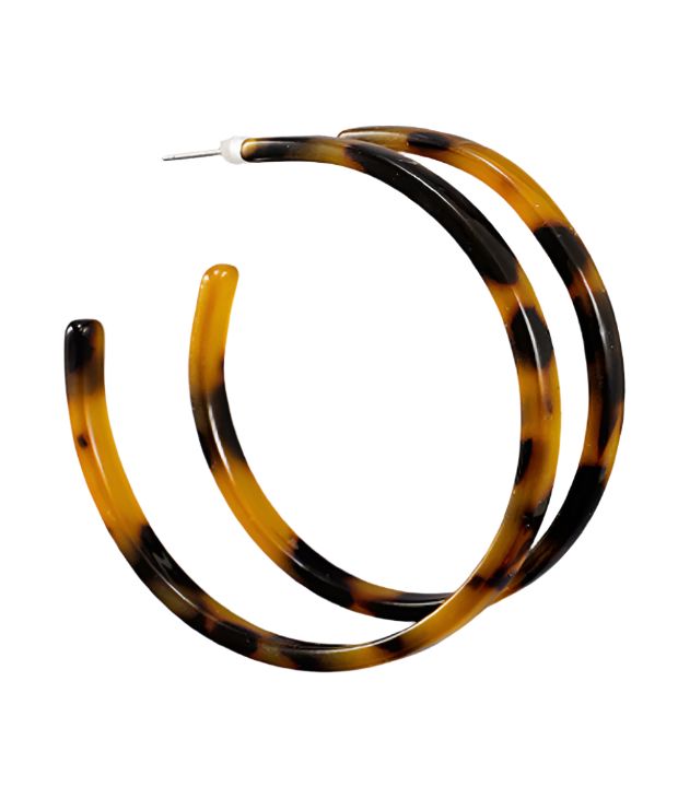 Acrylic Open Hoop Earrings - Tortoise Womens Earrings Golden Stella 