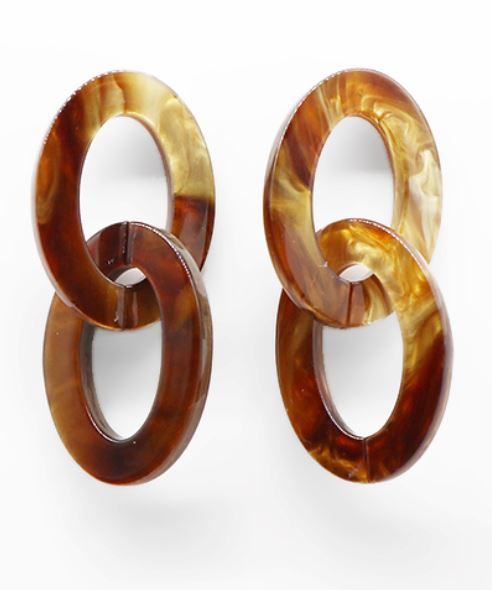 Acrylic Oval Link Earrings Womens Earrings Golden Stella 