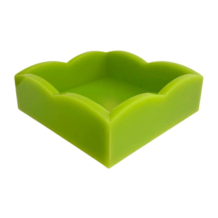 Acrylic Scalloped Cocktail Napkin Holder - Green Palm Napkin Holder Laura Park Design 