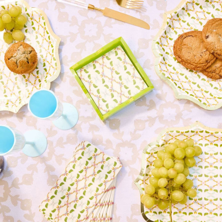 Acrylic Scalloped Cocktail Napkin Holder - Green Palm Napkin Holder Laura Park Design 