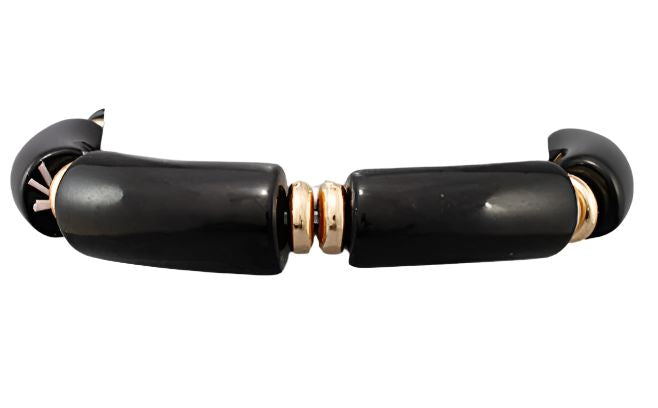 Acrylic Tube Bead Bracelet - Black Womens Bracelet Golden Stella 