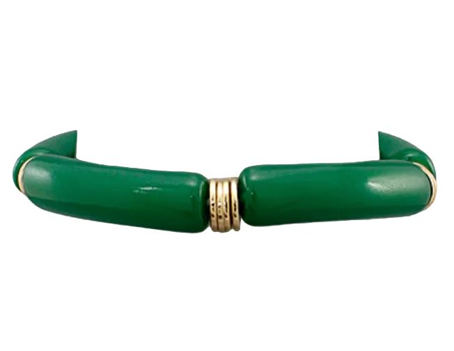 Acrylic Tube Bead Bracelet - Deep Green Womens Bracelet Golden Stella 