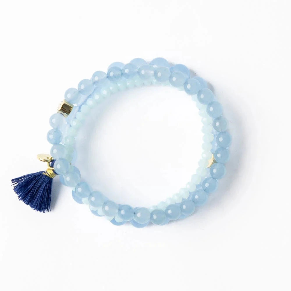 Addison Stretch Bracelets Set of 3 - Sky Blue Womens Bracelet Ink and Alloy 