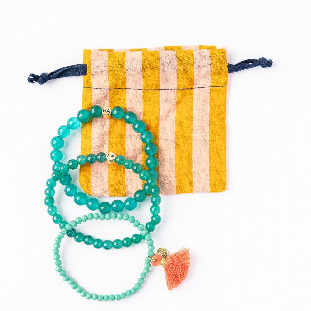 Addison Stretch Bracelets Set of 3 - Teal Green Womens Bracelet Ink and Alloy 