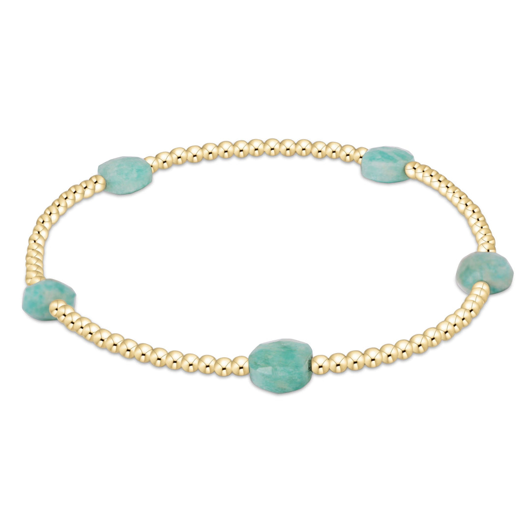 Admire Gemstone Gold 2mm Bead Bracelet - 5 Stones Womens Bracelet ENewton Amazonite 