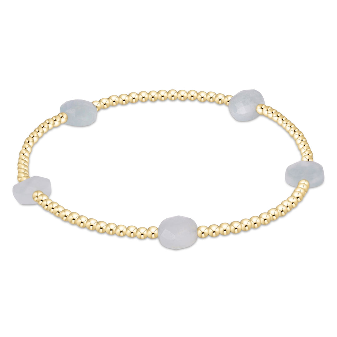 Admire Gemstone Gold 2mm Bead Bracelet - 5 Stones Womens Bracelet ENewton Aquamarine 