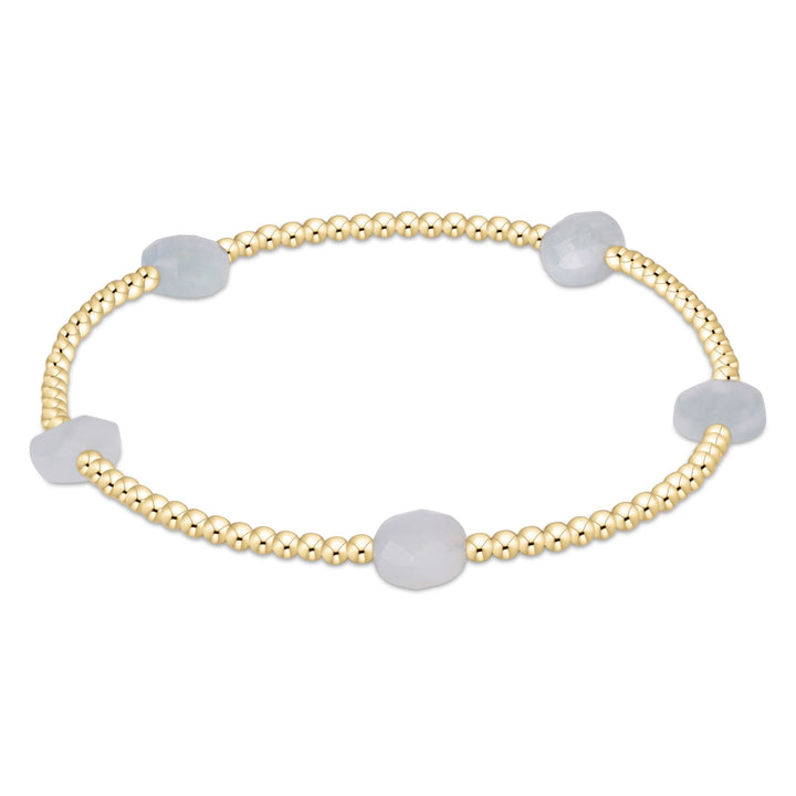Admire Gemstone Gold 2mm Bead Bracelet - 5 Stones Womens Bracelet ENewton Aquamarine 