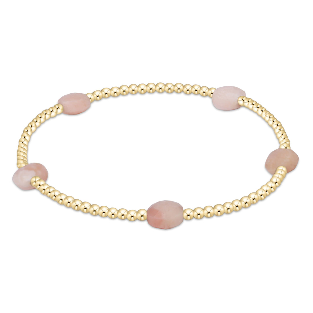 Admire Gemstone Gold 2mm Bead Bracelet - 5 Stones Womens Bracelet ENewton Pink Opal 