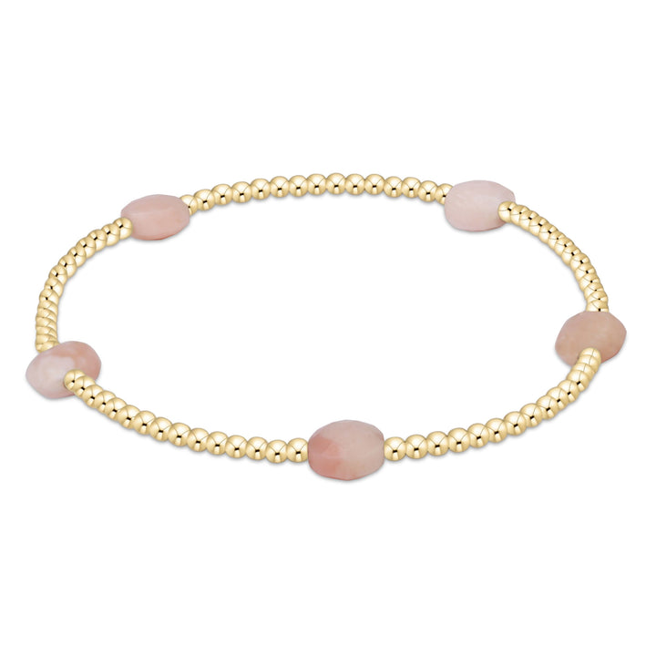 Admire Gemstone Gold 2mm Bead Bracelet - 5 Stones Womens Bracelet ENewton Pink Opal 