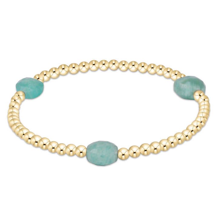 Admire Gemstone Gold 3mm Bead Bracelet - 3 Stones Womens Bracelet ENewton Amazonite 