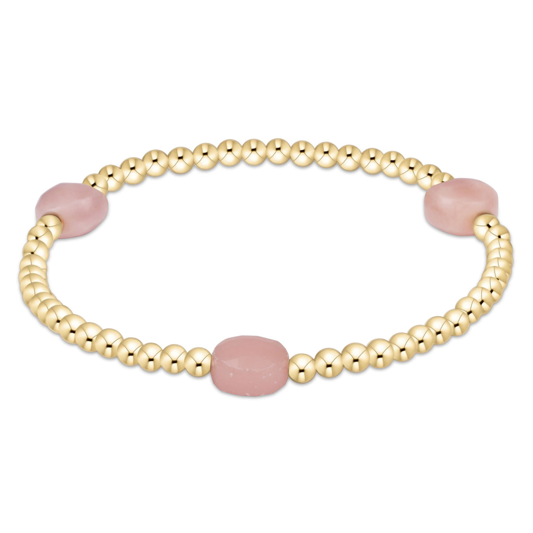 Admire Gemstone Gold 3mm Bead Bracelet - 3 Stones Womens Bracelet ENewton Pink Opal 