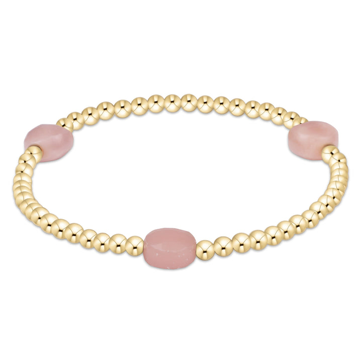 Admire Gemstone Gold 3mm Bead Bracelet - 3 Stones Womens Bracelet ENewton Pink Opal 