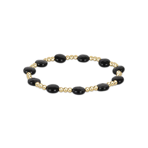 Admire Gold 3mm Bead Bracelet - Gemstones Womens Bracelet ENewton Faceted Onyx 