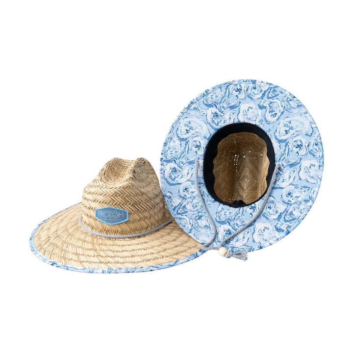 Adult Straw Lifeguard Hat - Oyster Shell Print Mens Sun Hat Prodoh 