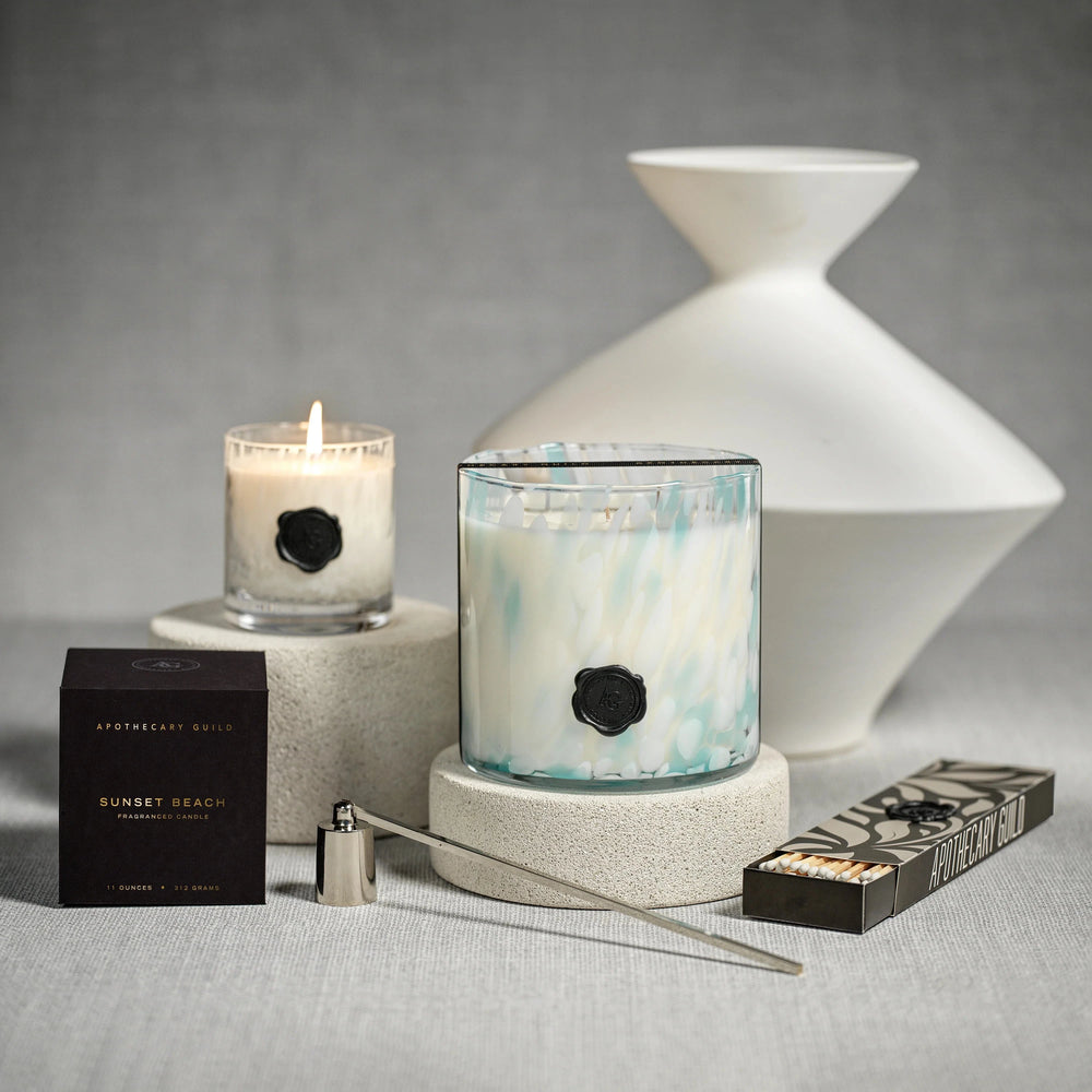AG Opal Glass Three Wick Candle Jar - Sunset Beach Candle Zodax 