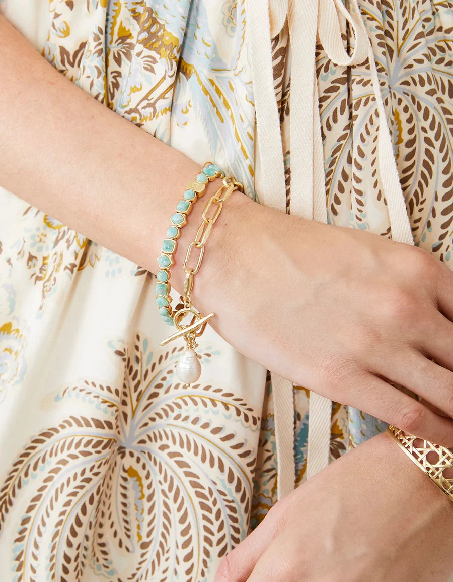 Alodie Toggle Bracelet - Gold + Pearl Womens Bracelet Spartina 