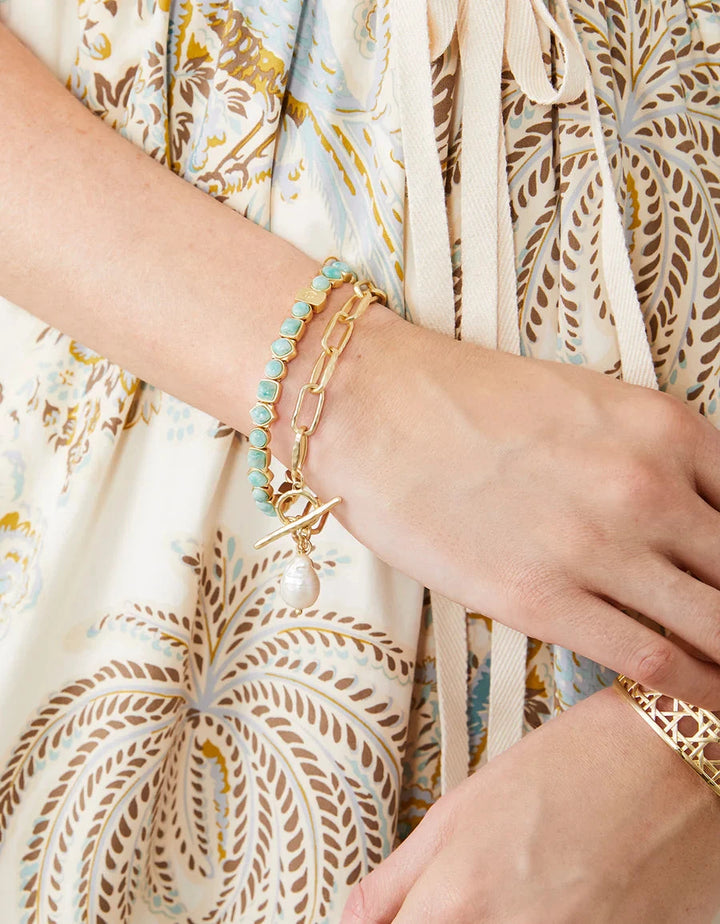Alodie Toggle Bracelet - Gold + Pearl Womens Bracelet Spartina 