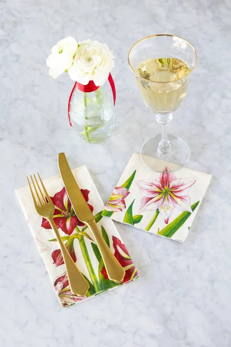 Amaryllis Blooms Cocktail Napkins Cocktail Napkins Hester and Cook 