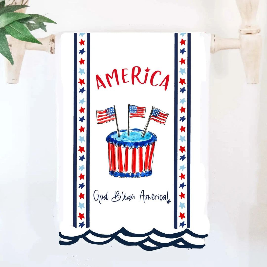 America Birthday Tea Towel Kitchen Towel Happy by Rachel 