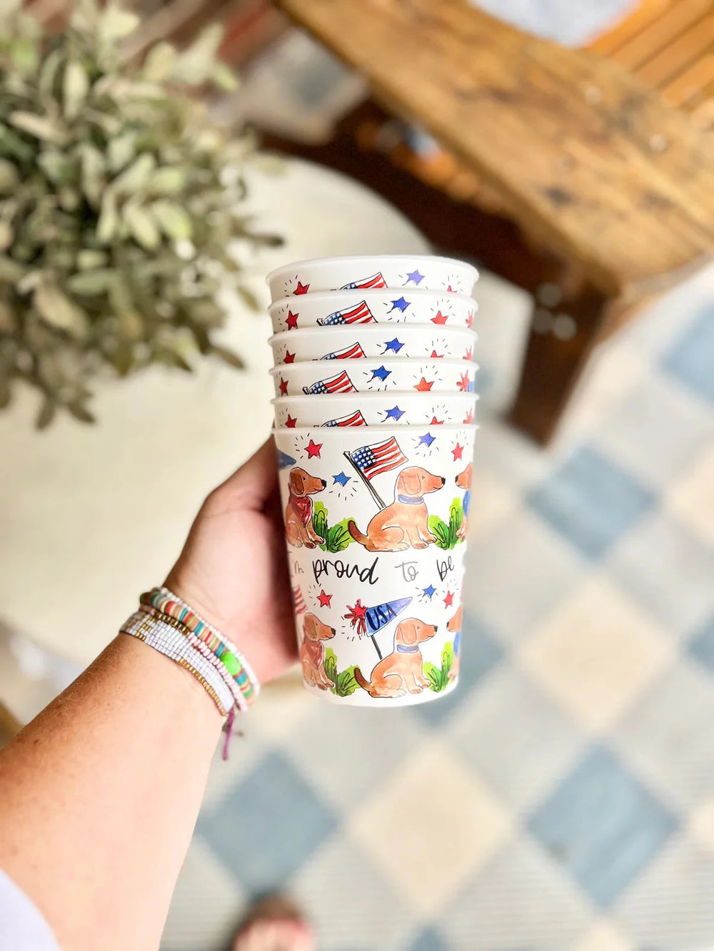 American Dog Patriotic Cups Drinkware Happy by Rachel 