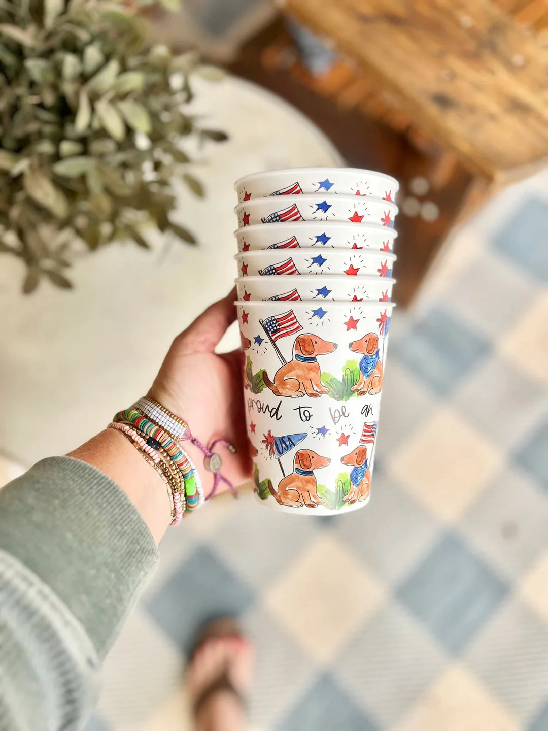 American Dog Patriotic Cups Drinkware Happy by Rachel 