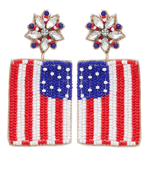 American Flag Bead Earrings Womens Earrings Golden Stella 