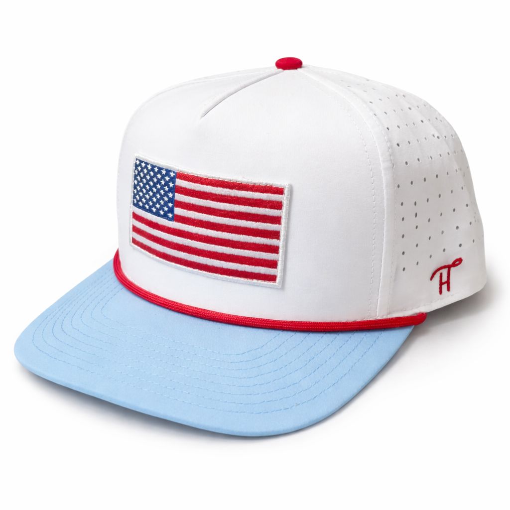 American Flag Hat - Baby Blue Mens Hats Happy by Rachel 