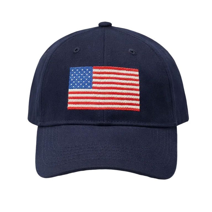 American Flag Needlepoint Hat - Navy Hats Lisi Lerch 