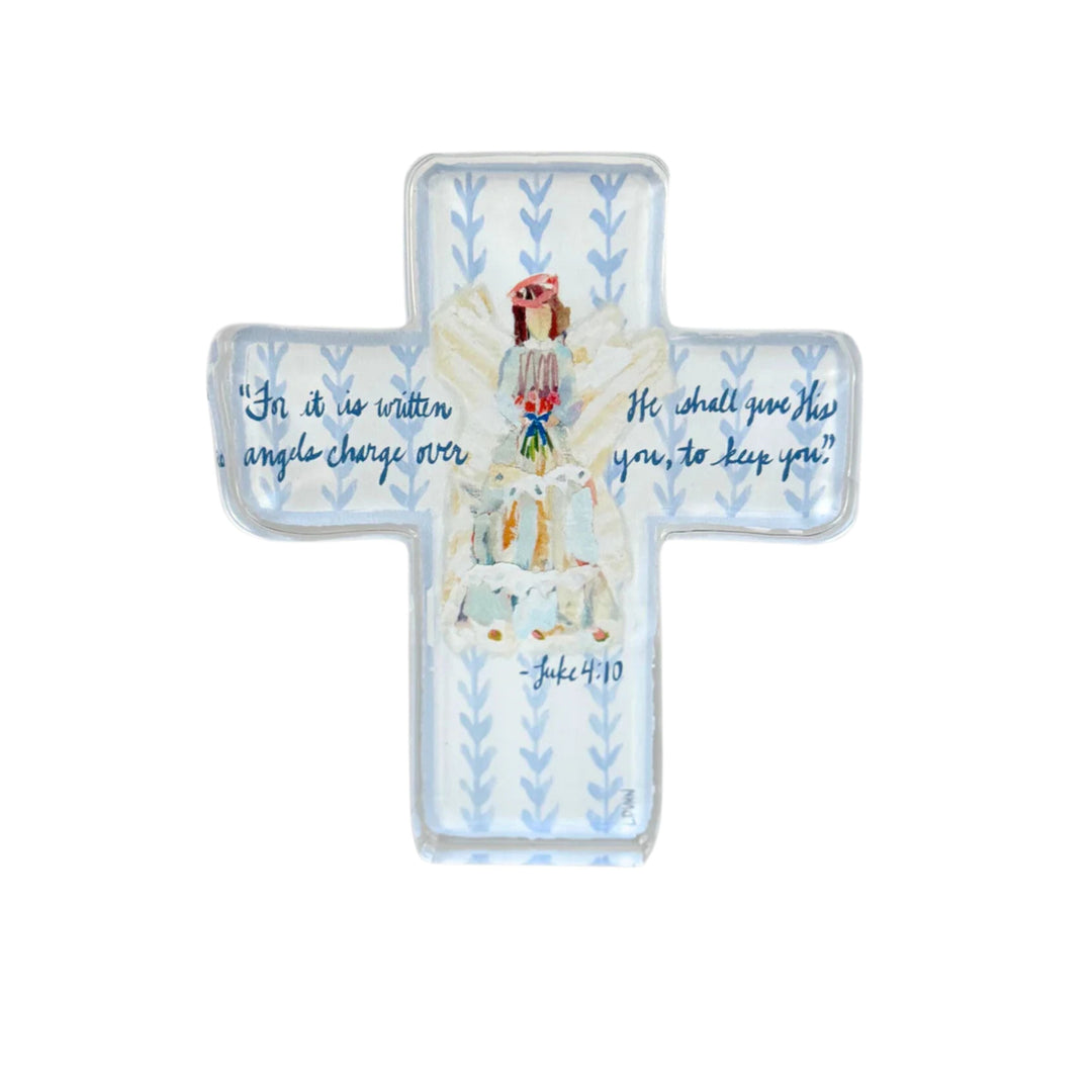 Angels to Watch Over Us Acrylic Cross Home Decor Lauren Dunn 